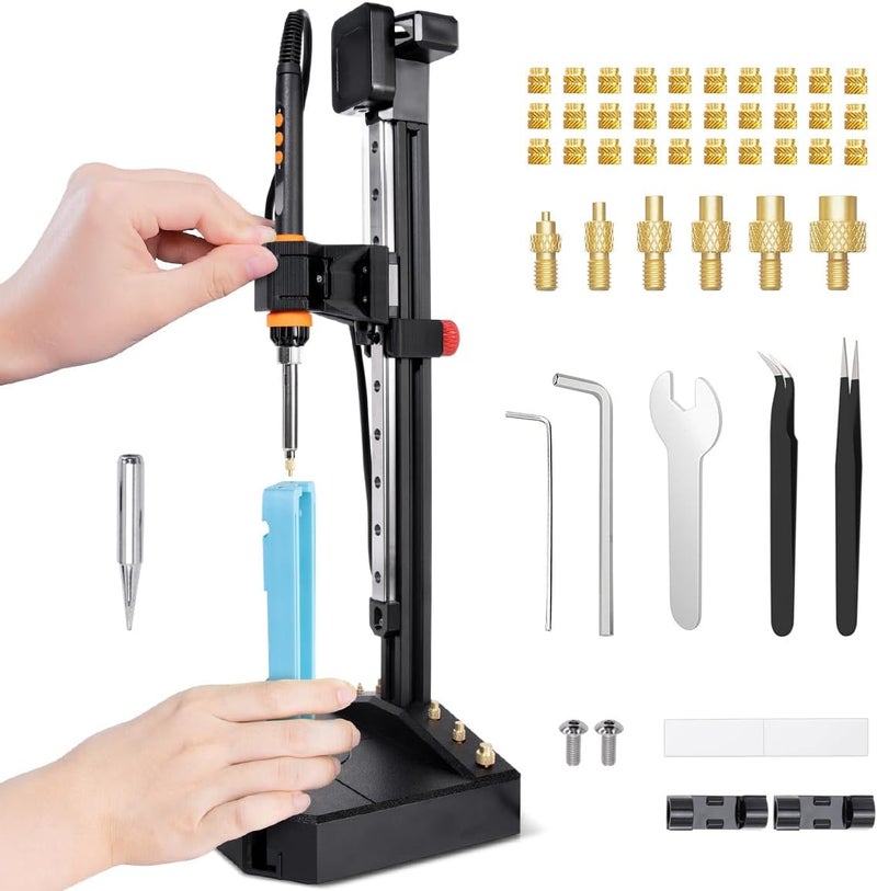 Mintion Vertical Heat Set Insert Tool Pressing Machine with 90W Soldering Iron, Heat Set Tips M2-M8, 30PCS Brass Nuts Threaded Inserts for 3D Printed Part (Nutopress Pro) - Image 1